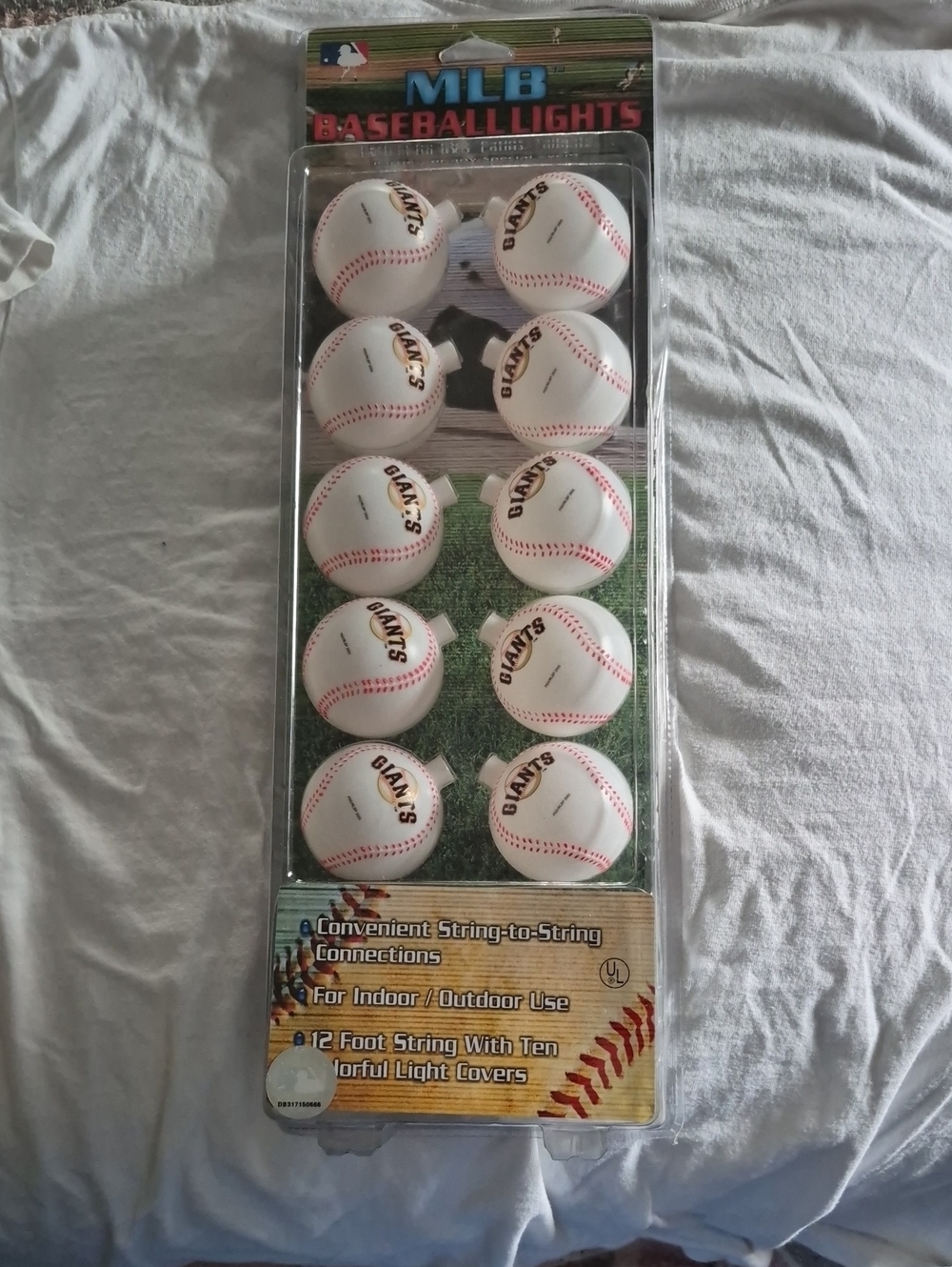 MLB San Francisco Giants Baseball String Lights - White and Red Accents
